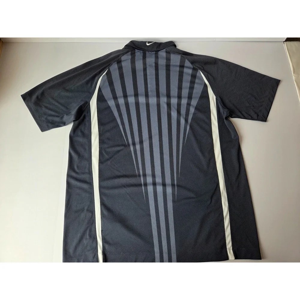 Nike Golf Shirt Mens 2 Extra Large Blue White Dri-Fit Performance Stretch Y2K